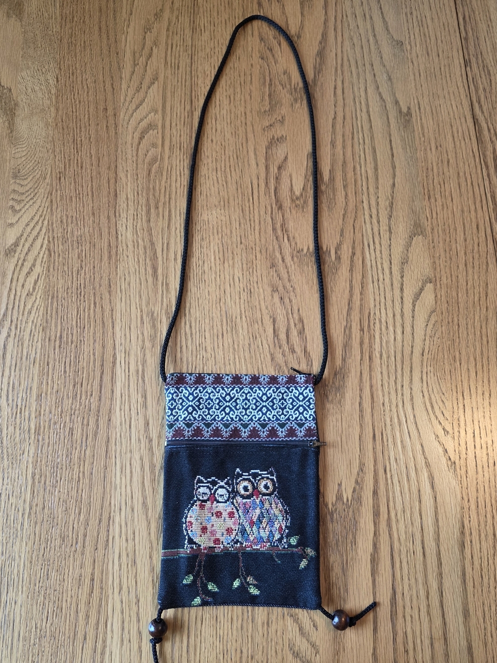 Handcrafted Black Owl Crossbody Bag NEW